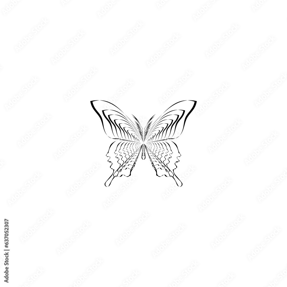 Butterfly abstract icon isolated on white Butterfly abstract icon isolated on white