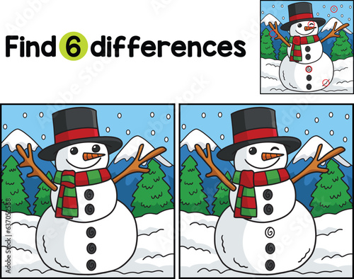Snowman Christmas Find The Differences