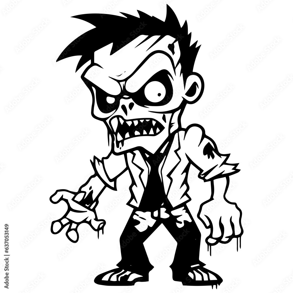 Zombie black silhouette isolated on white Zombie black silhouette isolated on white