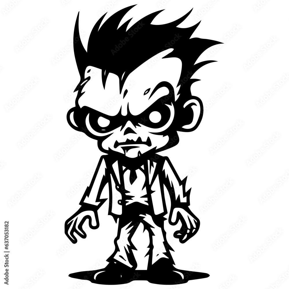 Zombie black silhouette isolated on white Zombie black silhouette isolated on white