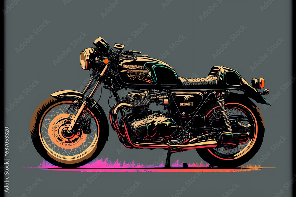 motorcycle modern need. Motor concept illustration. hand drawn cartoon motorcycle. AI generated