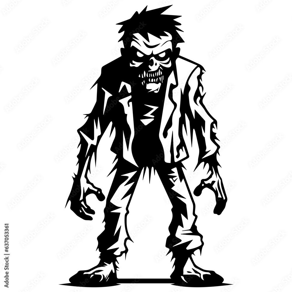 Zombie black silhouette isolated on white Zombie black silhouette isolated on white