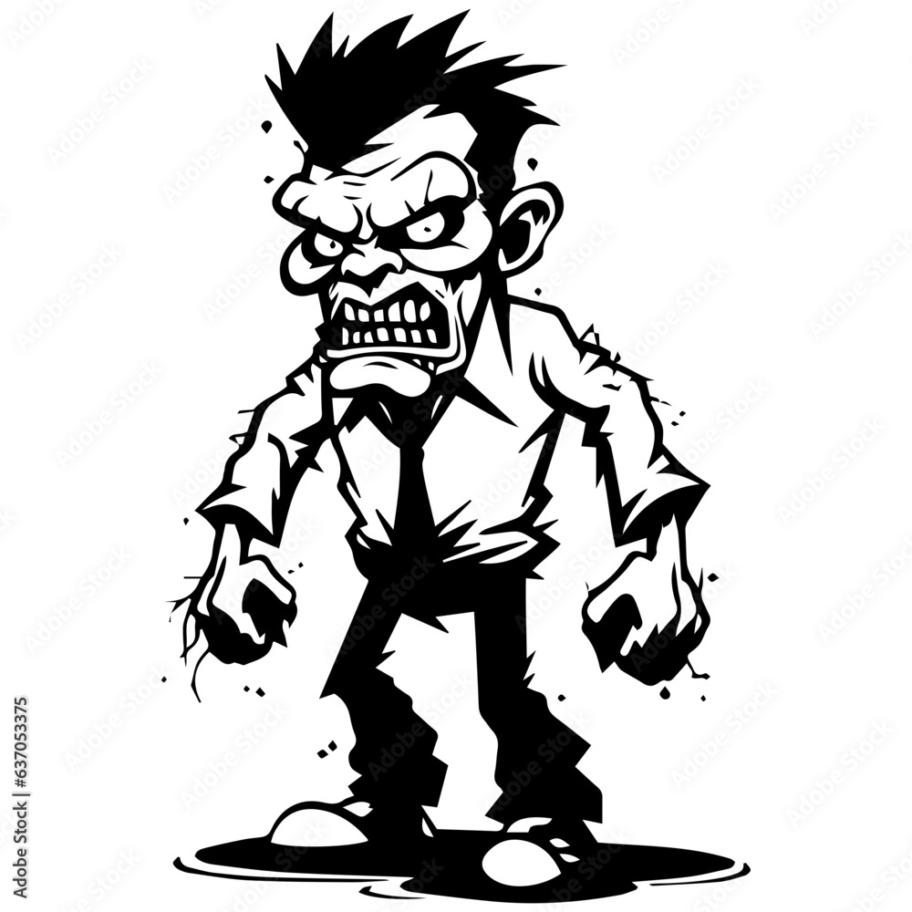 Zombie black silhouette isolated on white Zombie black silhouette isolated on white