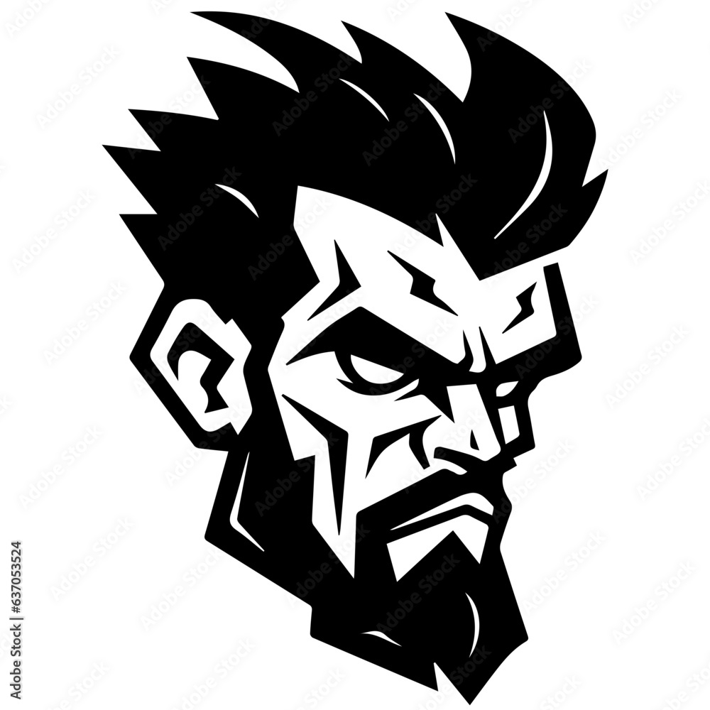 Zombie black silhouette isolated on white