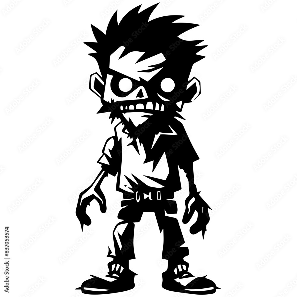 Zombie black silhouette isolated on white Zombie black silhouette isolated on white