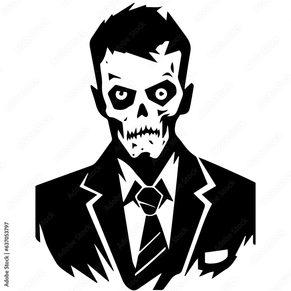 Zombie black silhouette isolated on white Zombie black silhouette isolated on white