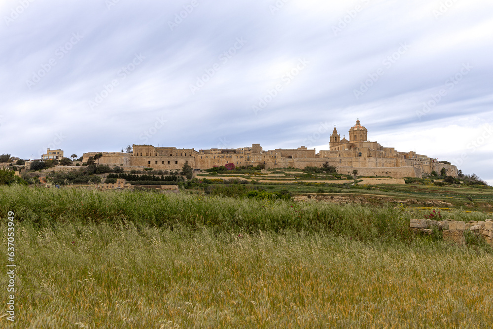Cityscape of the medieval town Mdina in Malta