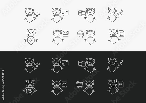 AI Robot Illustration Pack for Artificial Intelligence, Chat, GPT, and Automation Technology.