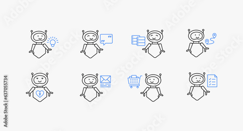 Innovative AI Robot Icons for Creative Projects. AI Robot Illustration Pack for Artificial Intelligence, Chat, GPT, and Automation Technology.