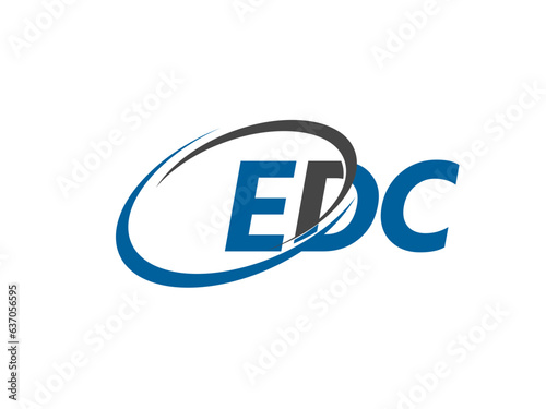 EDC letter creative modern elegant swoosh logo design