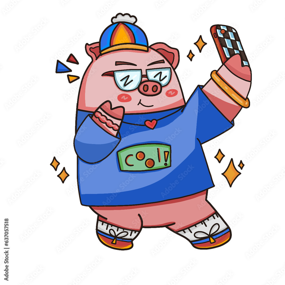 Obraz premium PIG Kawaii cartoon การ์ตูนหมูน่ารัก