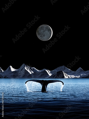 Obraz na płótnie A Whale's Moonlight Sonata in the Arctic w salonie