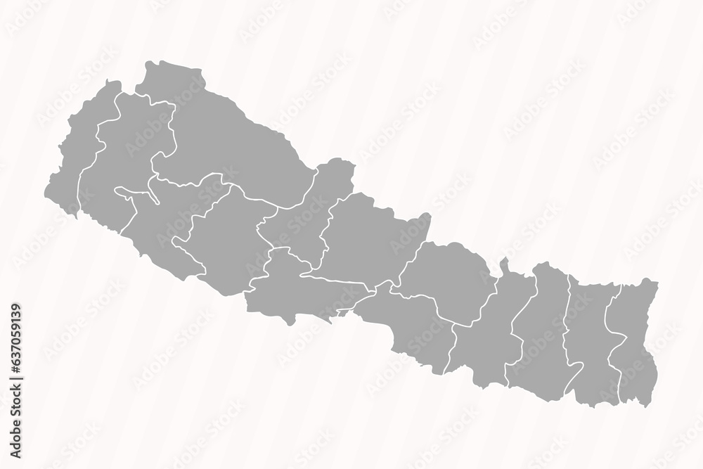 Detailed Map of Nepal With States and Cities vector de Stock | Adobe Stock