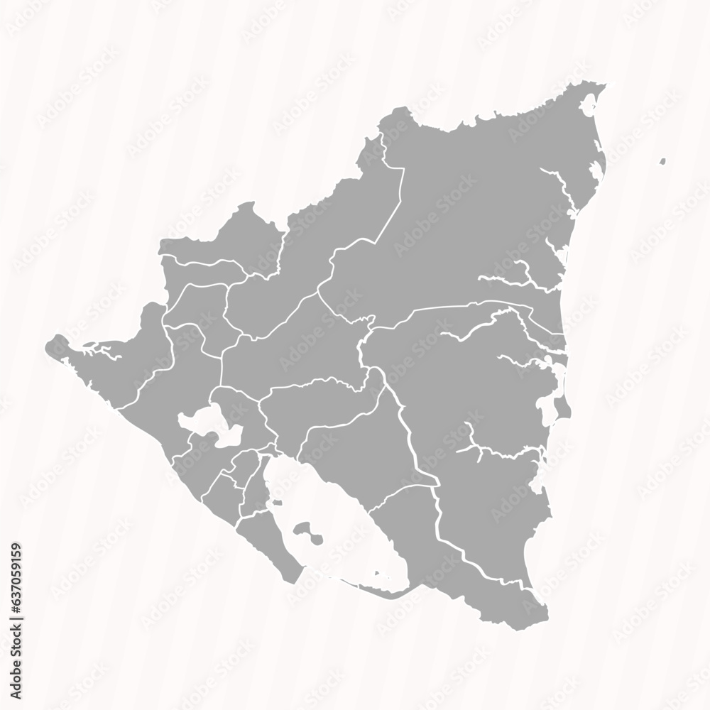 Detailed Map of Nicaragua With States and Cities
