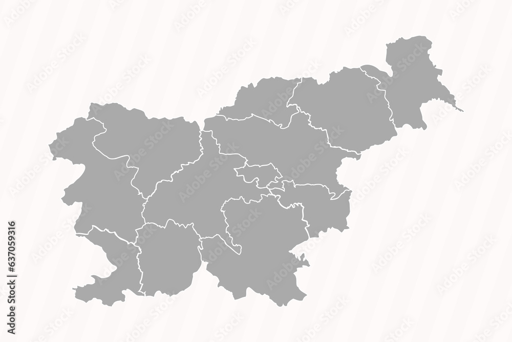 Fototapeta premium Detailed Map of Slovenia With States and Cities