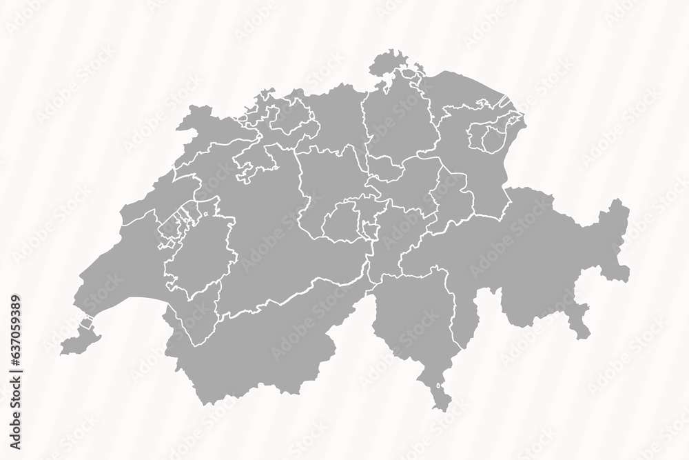 Obraz premium Detailed Map of Switzerland With States and Cities