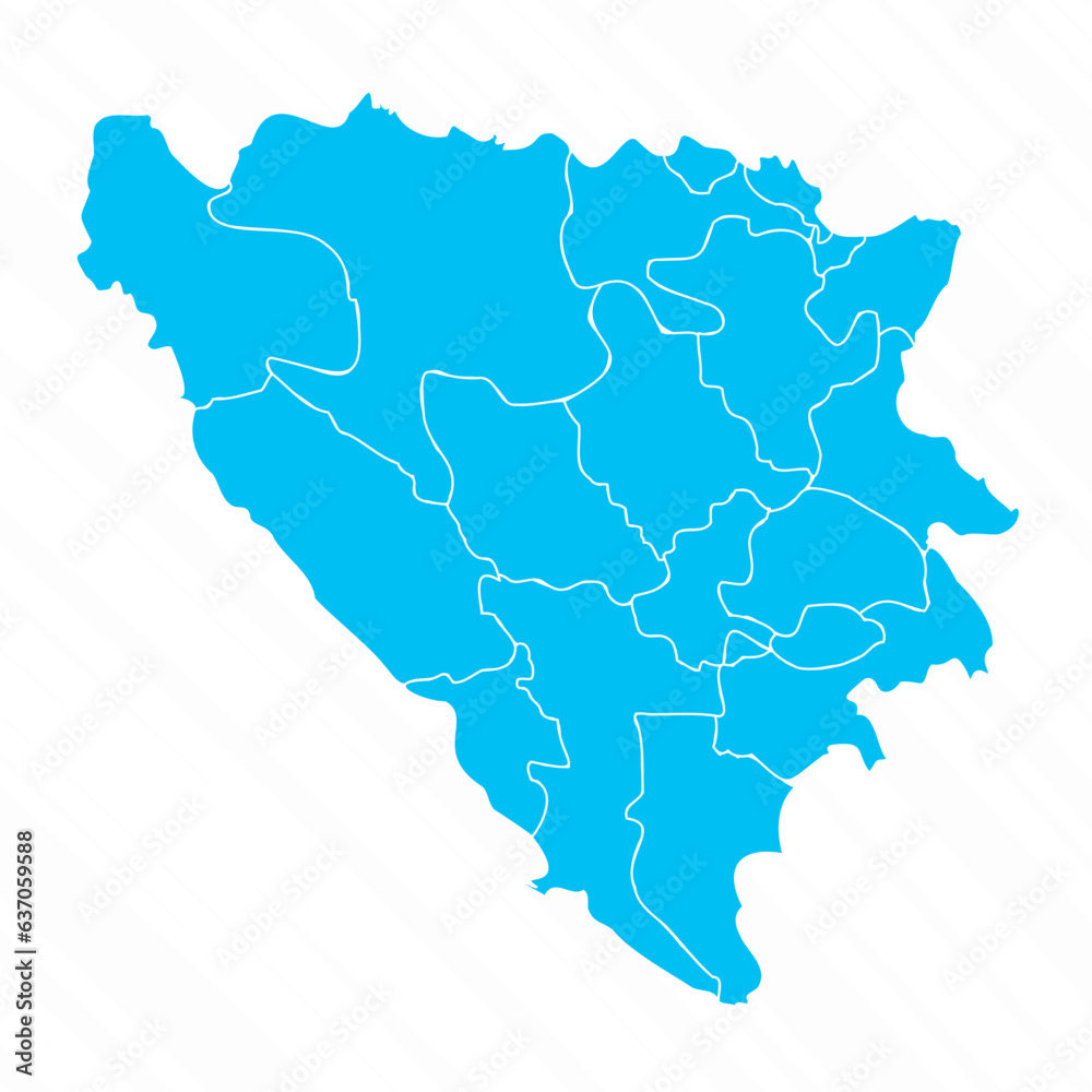 Flat Design Map of Bosnia and Herzegovina With Details