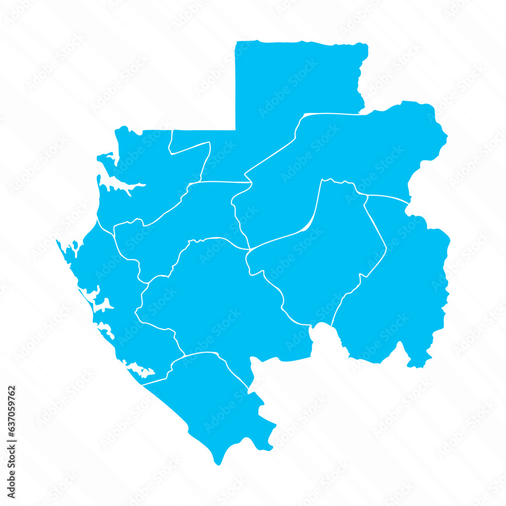 Flat Design Map of Gabon With Details