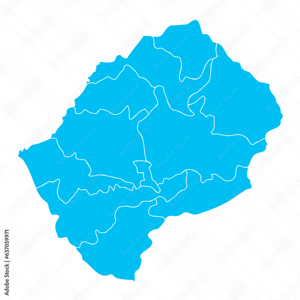 Flat Design Map of Lesotho With Details