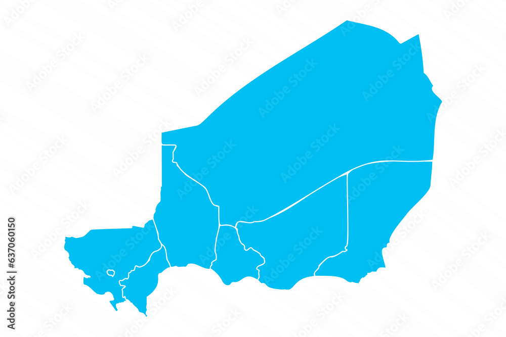 Fototapeta premium Flat Design Map of Niger With Details