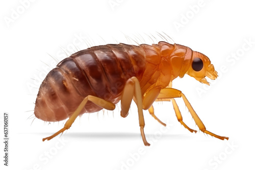 flea detailed close-up view on isolated transparent background photo