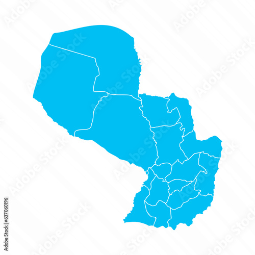 Flat Design Map of Paraguay With Details
