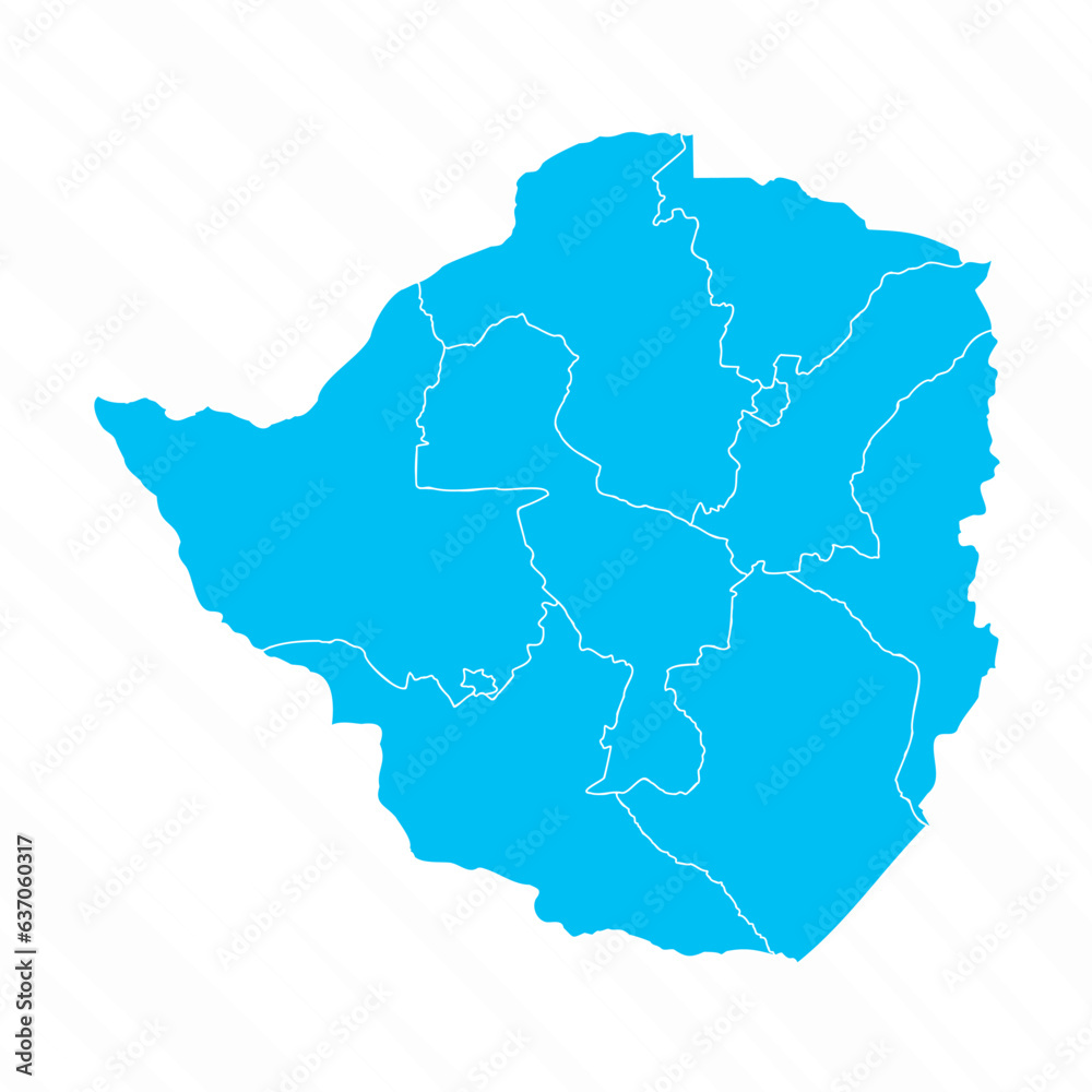 Flat Design Map of Zimbabwe With Details