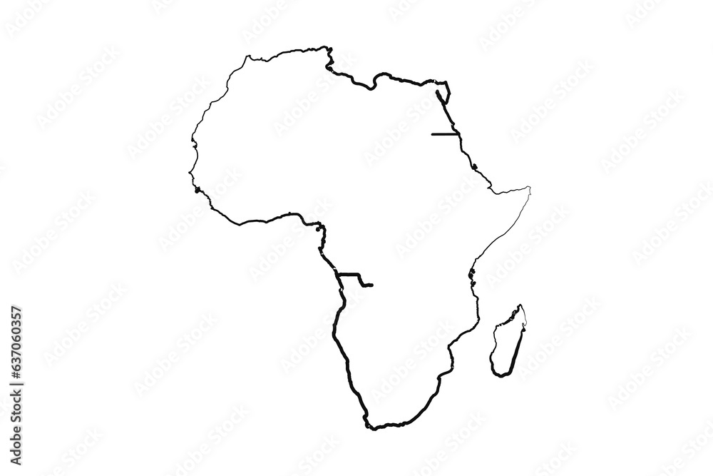 Hand Drawn Lined Africa Simple Map Drawing Hand Drawn Lined Africa Simple Map Drawing