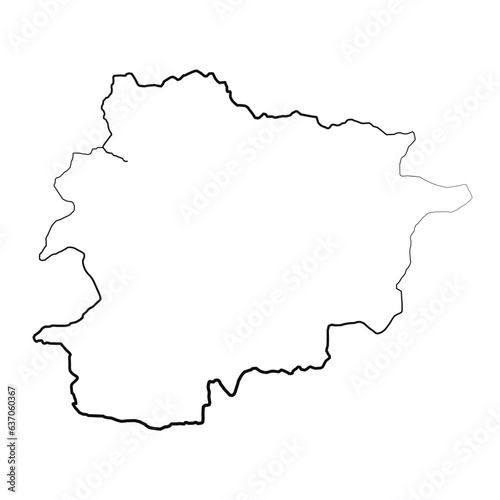 Hand Drawn Lined Andorra Simple Map Drawing
