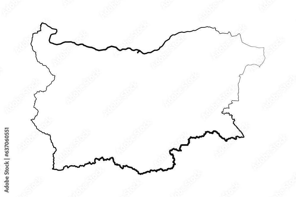 Hand Drawn Lined Bulgaria Simple Map Drawing