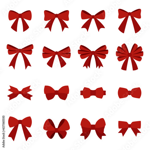 decorative red bow isolated vector illustration set on background for decoration gift