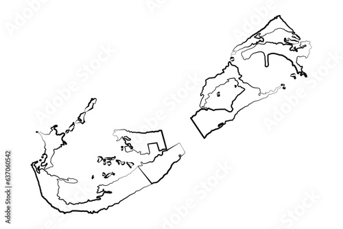 Hand Drawn Lined Bermuda Simple Map Drawing
