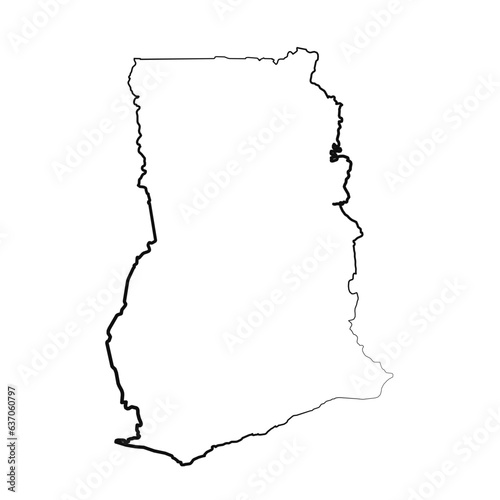 Hand Drawn Lined Ghana Simple Map Drawing