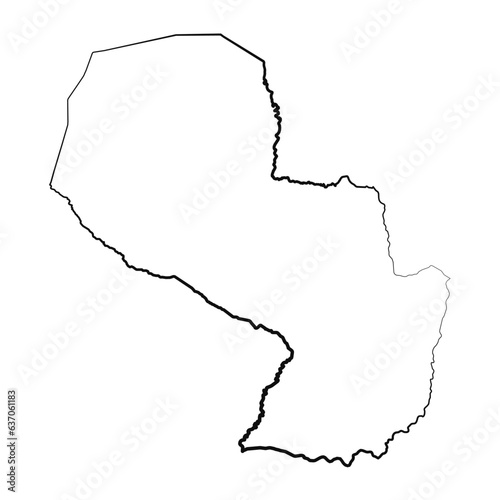 Hand Drawn Lined Paraguay Simple Map Drawing