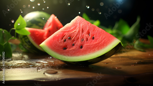 Red juicy watermelon picture which is cut into pieces