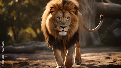 picture of a healthy lion walking