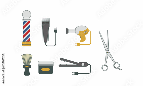 collection of barber vector icon set