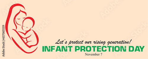Let's protect our rising generation.  Infant Protection day, November 7. Mom and baby loving moment symbol for banner, poster or flyer. Copy space, blank to add text.