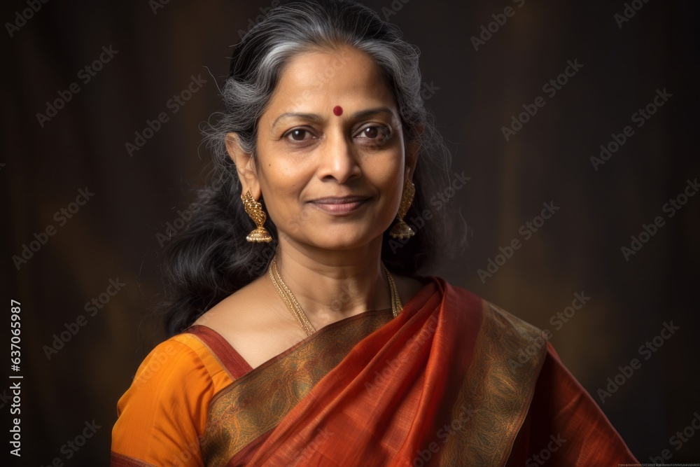 Portrait of a beautiful Indian woman in saree, studio shot Portrait of a beautiful Indian woman in saree, studio shot