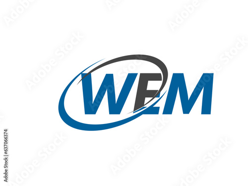 WEM letter creative modern elegant swoosh logo design photo