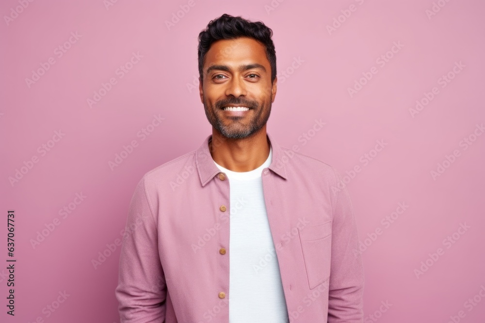 Portrait of a handsome young indian man smiling against pink background Portrait of a handsome young indian man smiling against pink background