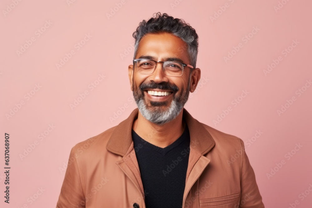 Handsome Indian man with beard and mustache wearing coat and glasses Handsome Indian man with beard and mustache wearing coat and glasses