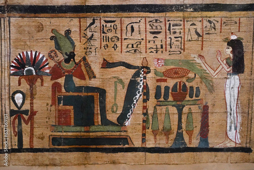 ancient egyptian hieroglyphics, papyrus painting