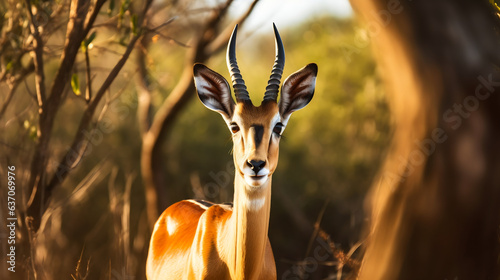Antilope impala majestueuse, détails finement capturés, posant naturellement face à la caméra photo