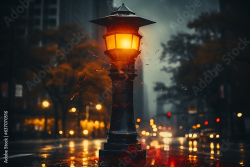 street lamp in the night photo