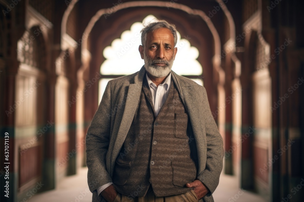 Portrait of a handsome middle-aged Muslim man in the mosque
