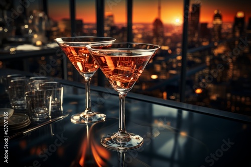 image of a cocktail glass at the top of a luxury restaurant