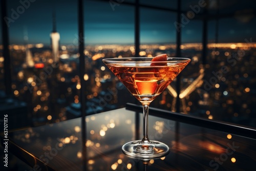 luxury cocktail at a nightclub on the rooftop of a skyscraper © jechm