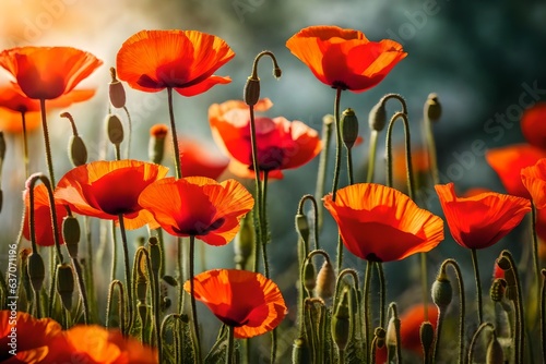 Poppies on a watercolor background