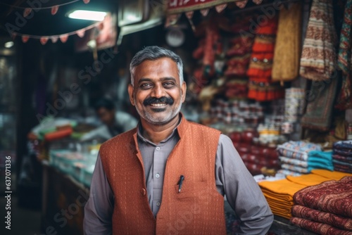 Portrait of an Indian man at the bazaar in India.